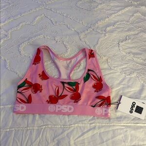 PSD Pink Sports Bra with Cherry Design